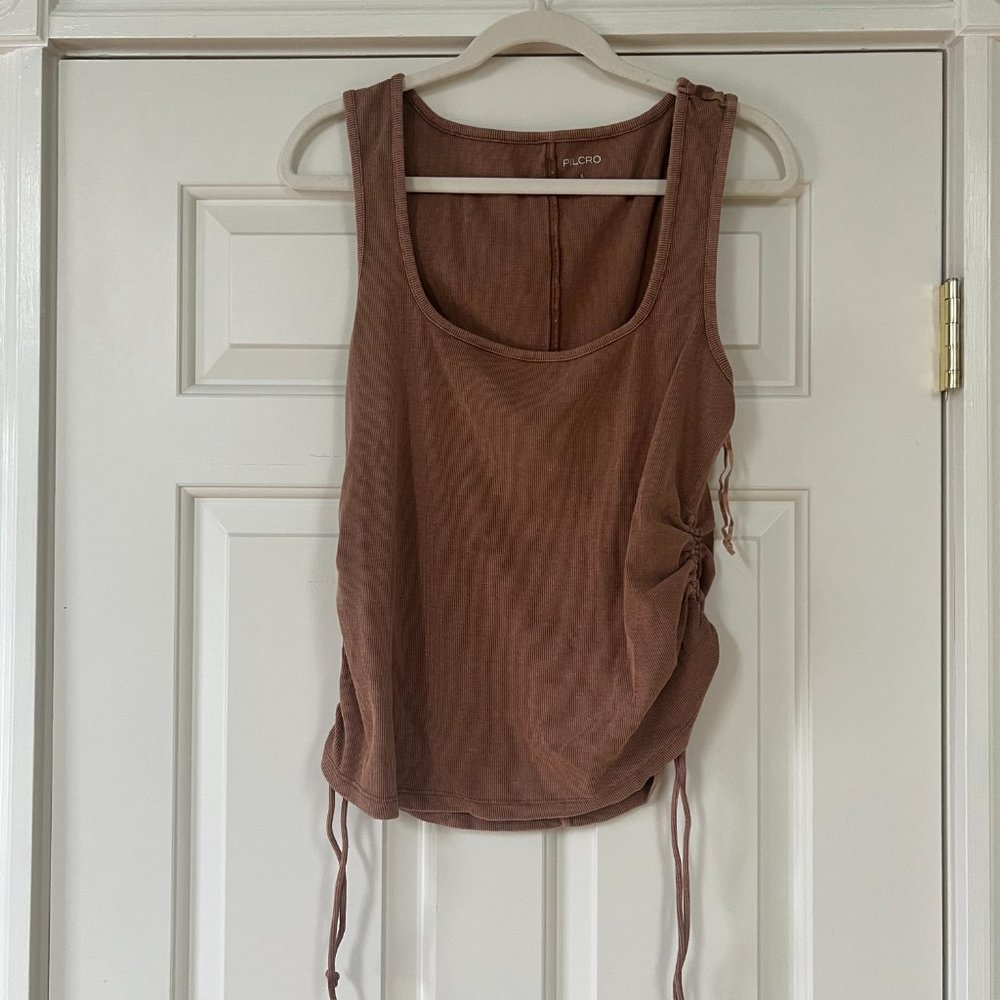 PILCRO Brown Tie-Side Ribbed Tank Top- LARGE